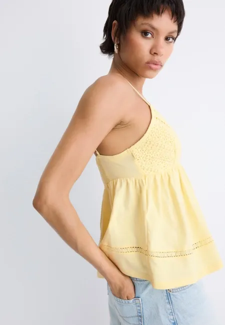 Топ на бретелях с отделкой кроше- Заказать в России