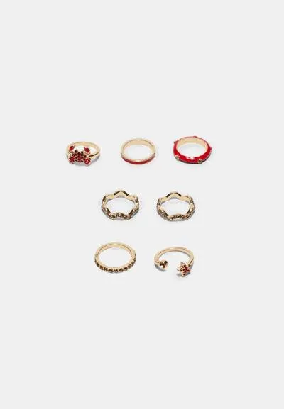 Набор из 7 колец «Краб» со стразами- Заказать в России