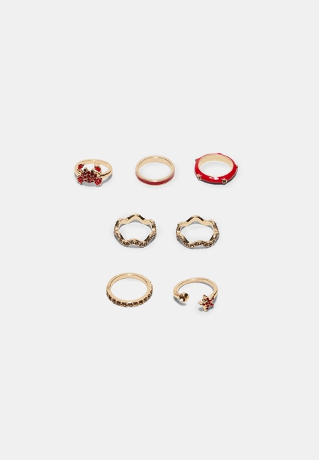 Stradivarius Набор из 7 колец «краб» со стразами