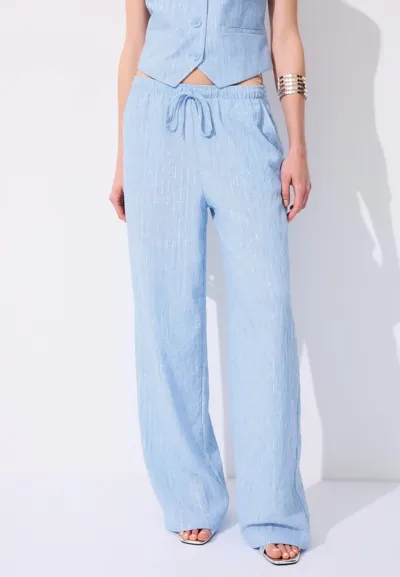 Свободные брюки под лён с металлической нитью- Заказать в России