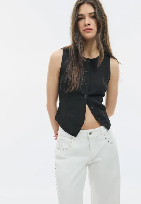 Текстурный топ на пуговицах- Заказать в России