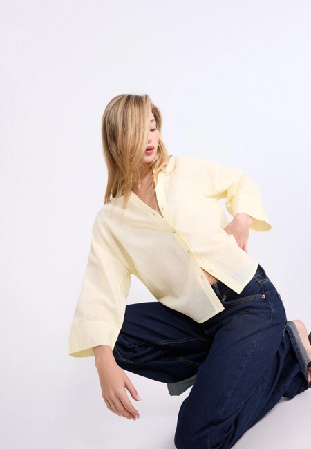 Stradivarius Рубашка с рукавом в стиле кимоно, эффект льна купить с доставкой.