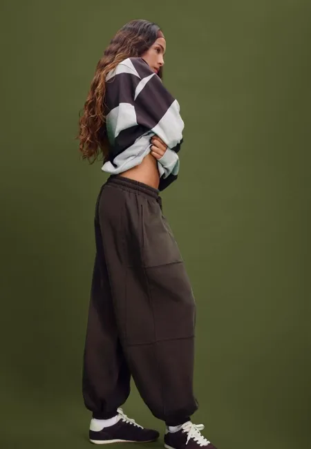 Брюки-джоггеры с рукавами-фонариками из флиса- Заказать в России