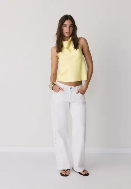 Атласный топ с горловиной халтер