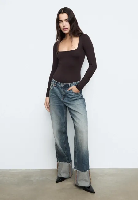 Боди из полиамида с квадратным вырезом- Заказать в России