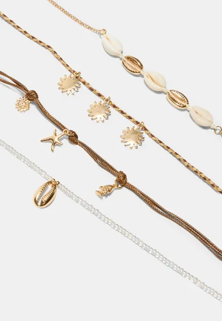 Набор из 4 браслетов на ногу с подвесками- Заказать в России