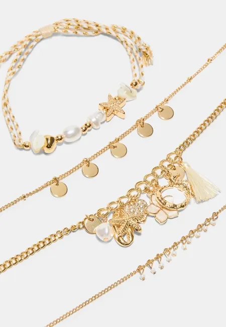 Набор из 4 браслетов на ногу с подвесками- Заказать в России