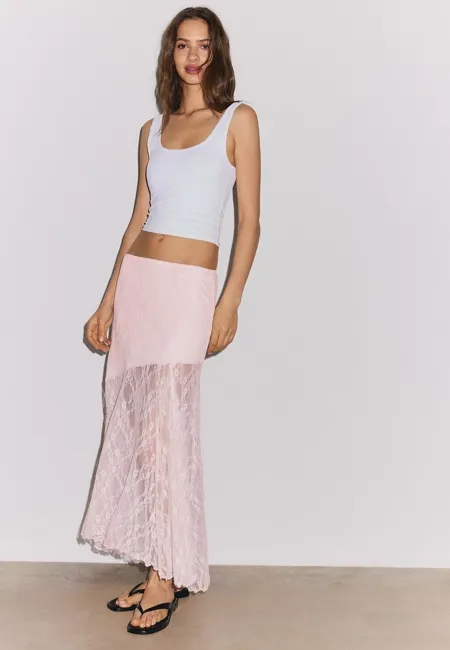 Длинная кружевная юбка- Заказать в России