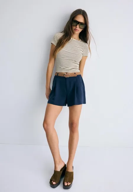 Свободные шорты с поясом- Заказать в России