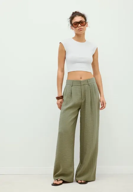 Широкие брюки рустик с регулируемыми пуговицами- Заказать в России