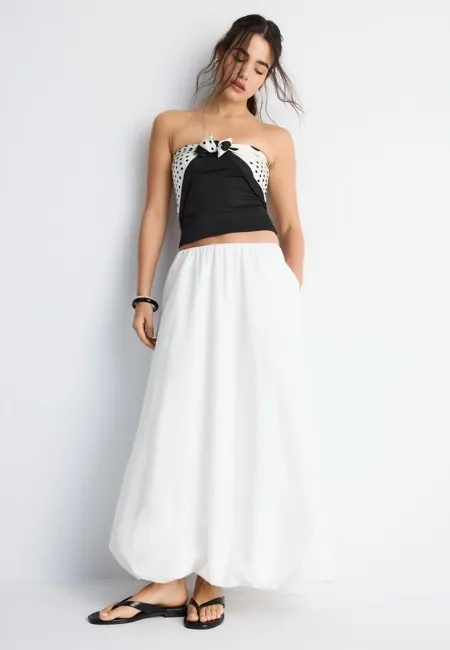 Юбка-баллон макси из поплина