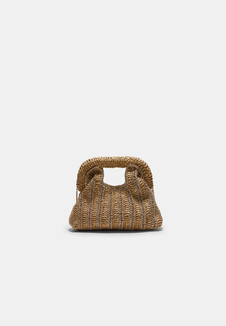 Stradivarius Сумка-мешок из рафии с металлическим блеском купить с доставкой.