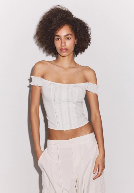 Stradivarius Топ с оборками корсетного стиля