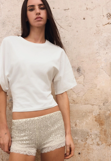 Stradivarius Шорты из паеток и кружева