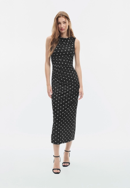 Stradivarius Платье миди в горошек