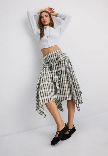 Stradivarius Юбка миди с имитацией узла из рукавов