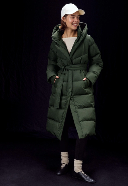 Stradivarius Длинный пуховик с ремнем