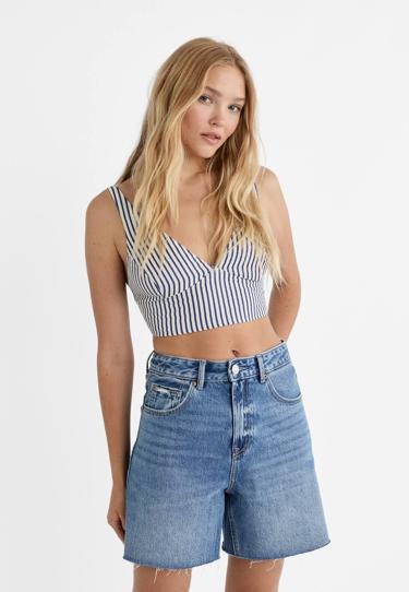 Stradivarius Длинные джинсовые шорты D93