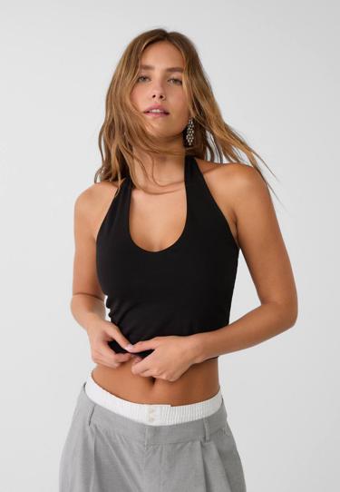 Stradivarius Укороченный топ с горловиной халтер