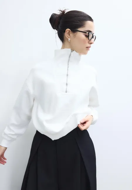 Толстовка с воротником-стойкой на молнии- Заказать в России