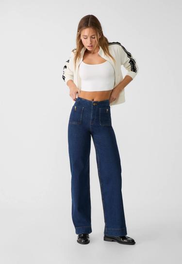 Stradivarius Джинсы D77 в минималистичном стиле с карманами