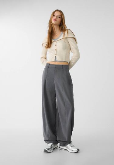 Stradivarius Брюки с широкими штанинами и декоративными швами