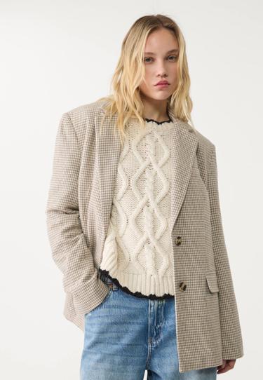 Stradivarius Блейзер с узором “гусиная лапка”