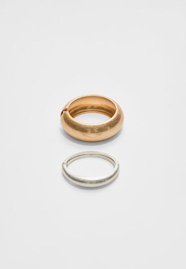 Stradivarius Набор из 2 крупных металлических браслетов