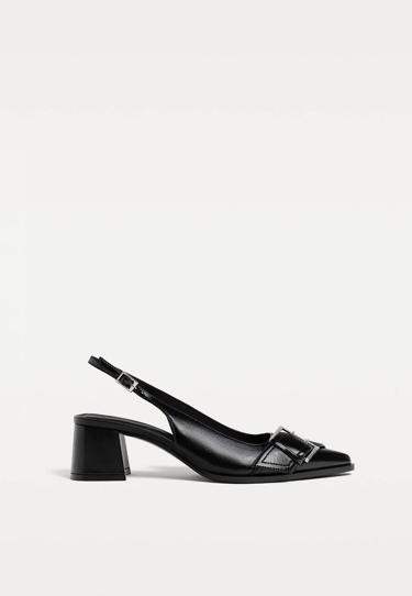 Stradivarius Балетки на каблуке с пряжкой