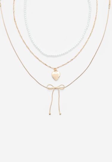 Stradivarius Набор из 3 ожерелий с бантиком и сердечком