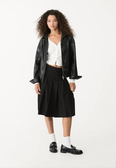 Stradivarius Юбка миди с плиссировкой