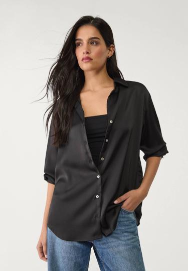 Stradivarius Атласная рубашка с воротником купить с доставкой.