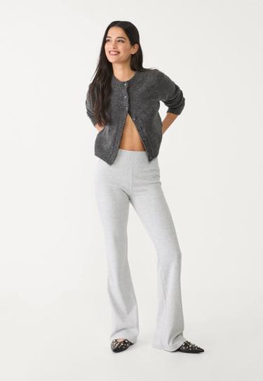 Stradivarius Расклешенные брюки с поясом в рубчик