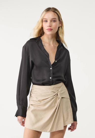 Stradivarius Юбка-шорты из смесового льна с завязками сбоку