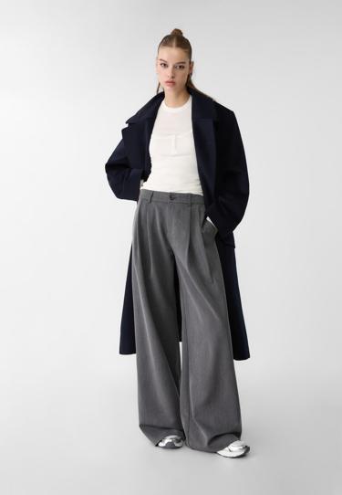 Stradivarius Брюки с широкими штанинами и защипами