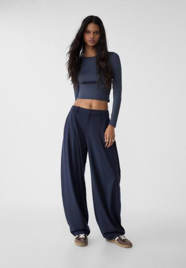 Stradivarius Брюки с широкими штанинами и декоративными швами