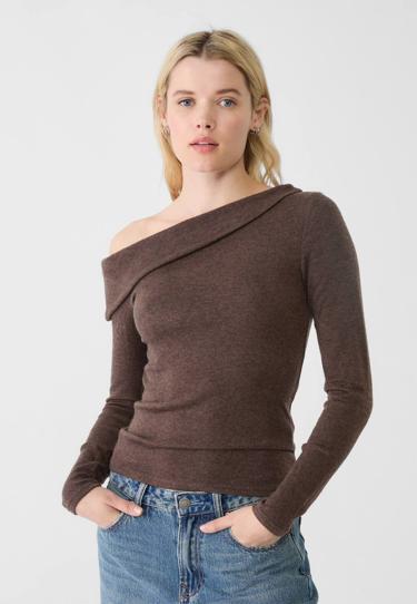 Stradivarius Трикотажный топ асимметричного кроя