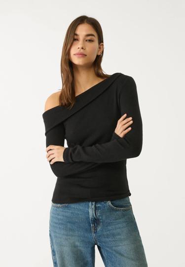 Stradivarius Трикотажный топ асимметричного кроя