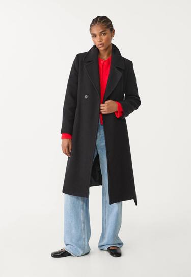 Stradivarius Драповое пальто с поясом