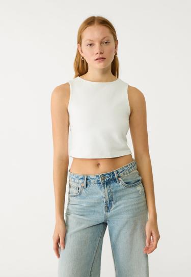 Stradivarius Хлопковая футболка без рукавов