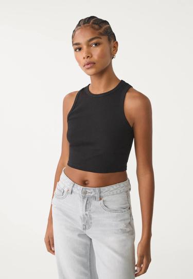 Stradivarius Базовый укороченный топ в рубчик