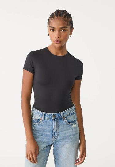 Stradivarius Боди из полиамида с короткими рукавами