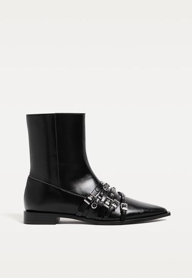 Stradivarius Ботильоны на плоской подошве с ремешками