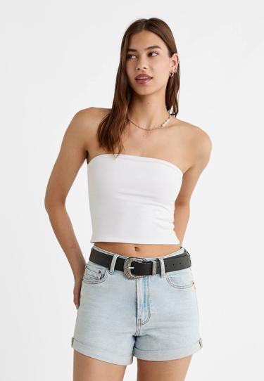 Stradivarius Шорты MOM FIT облегающего кроя D85