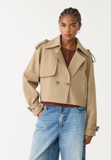 Stradivarius Короткий тренч из струящейся ткани
