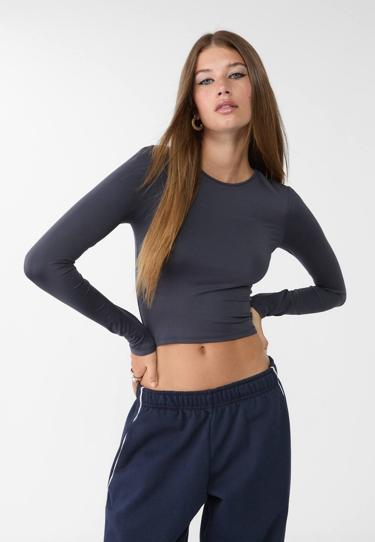 Stradivarius Футболка из полиамида с длинными рукавами