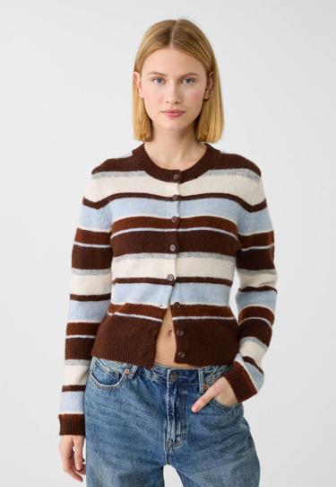 Stradivarius Трикотажный кардиган в полоску