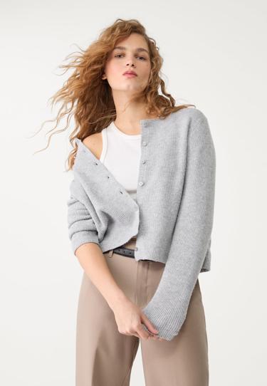 Stradivarius Трикотажный кардиган в рубчик с пуговицами