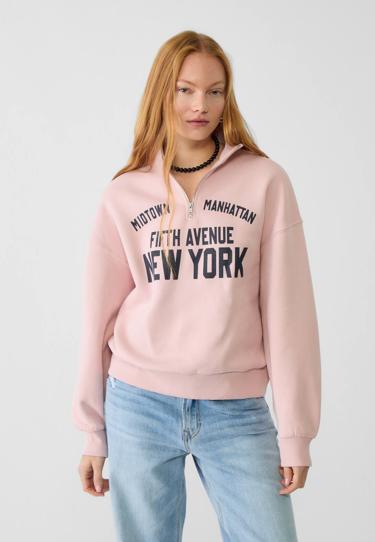 Stradivarius Толстовка с вышивкой и застежкой-молнией