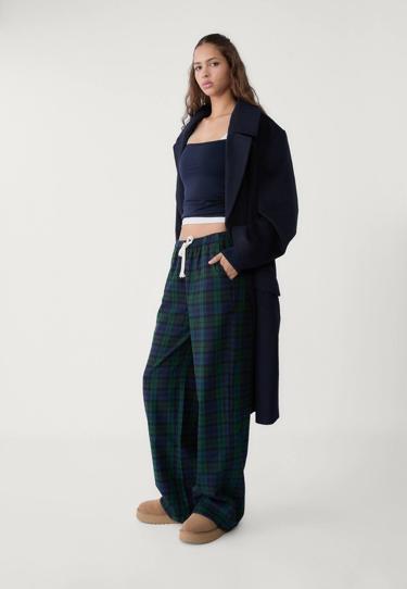 Stradivarius Брюки из хлопка в клетку купить с доставкой.